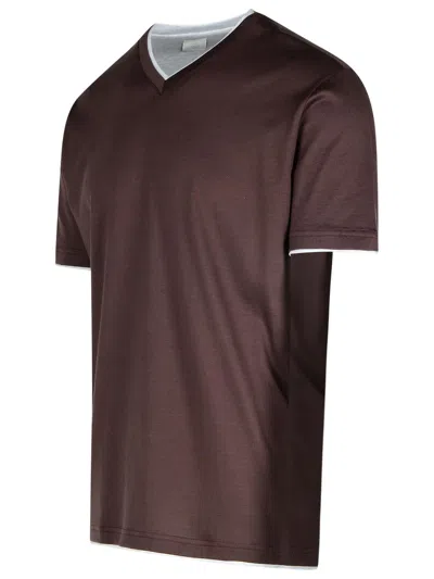 Eleventy Burgundy Cotton T-shirt Men In Multicolor