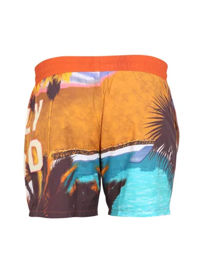 Etro Men Boxer Swimsuit With Print In Multicolor