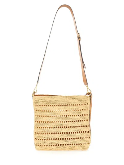 Etro Men's Perforated Raffia Shoulder Bag In Cream