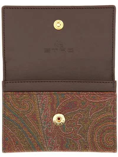 Etro Men Paisley Wallet In Brown