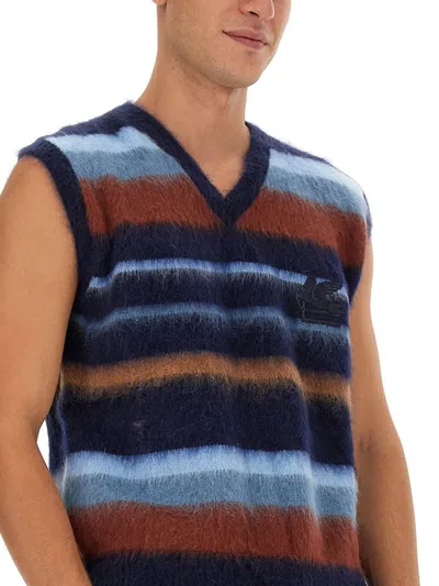 Etro Vest With Stripe Pattern In Blue