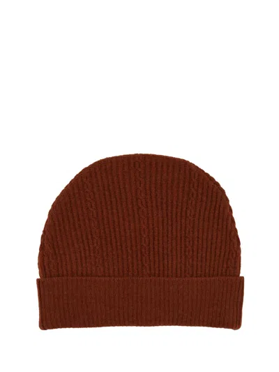 Etro Beanie Hat With Logo In Brown