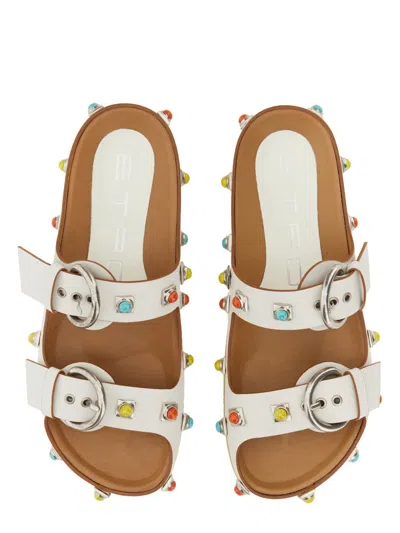 Etro Strappy Gemstone Sandals With Slip-on Style In White