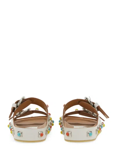 Etro Strappy Gemstone Sandals With Slip-on Style In White