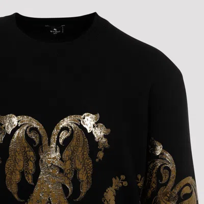 Etro Metallic Jacquard Crewneck Sweater In Black