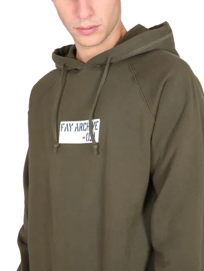 Fay Archive Logo Print Drawstring Hoodie In Multicolor