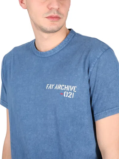 Fay Crewneck T-shirt Graphic Print In Blue