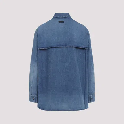 Fear Of God Long-sleeved Denim Shirt In Blue