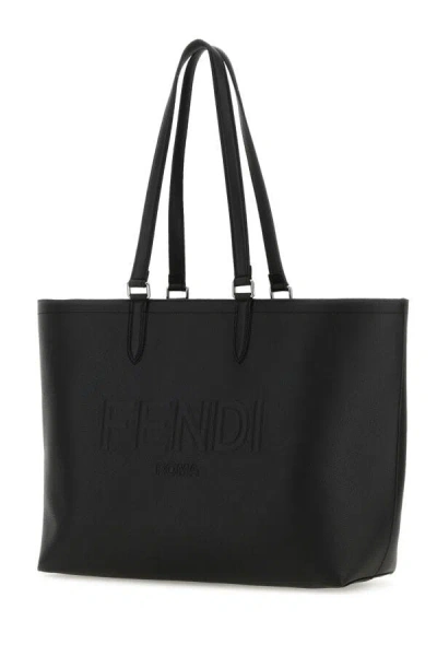 Fendi Men Back Leather  Roma Shopping Bag In Black