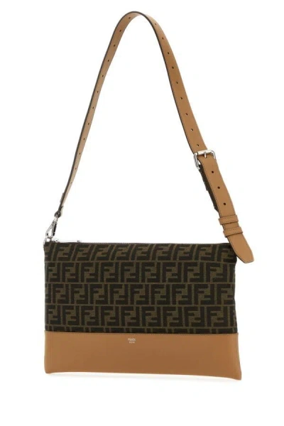 Fendi Men Embroidered Jacquard Crossbody Bag In Multicolor