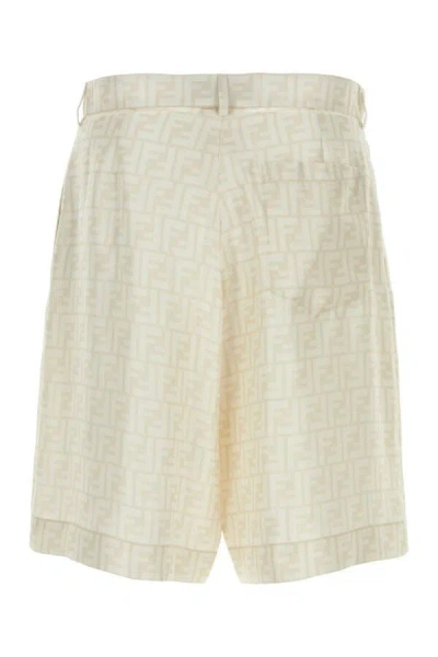 Fendi Embroidered Pattern Silk Bermuda Shorts In Multicolor
