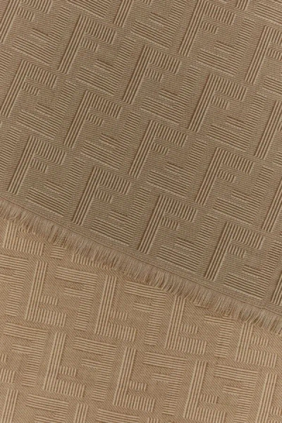 Fendi Geometric Fringed Rectangular Scarf In Brown