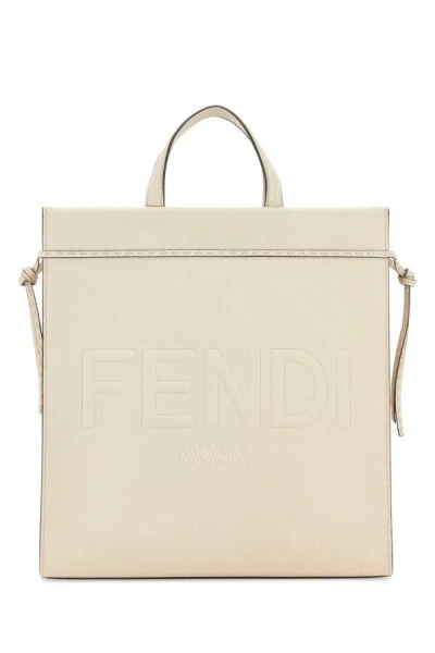 Fendi Men Ivory Medium Go To Shopper Shopping Bag In White