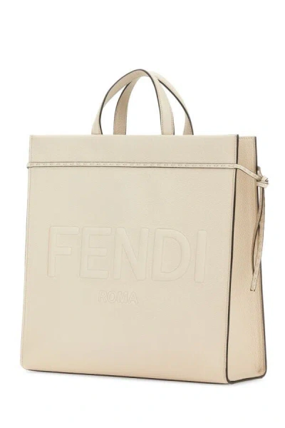 Fendi Men Ivory Medium Go To Shopper Shopping Bag In White