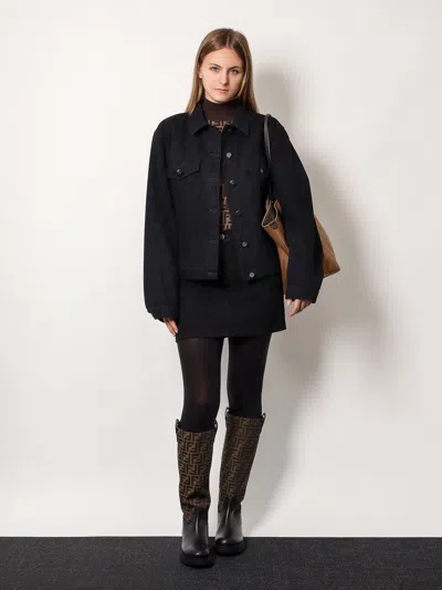 Fendi Ff Jacquard Turtleneck Sweater In Brown