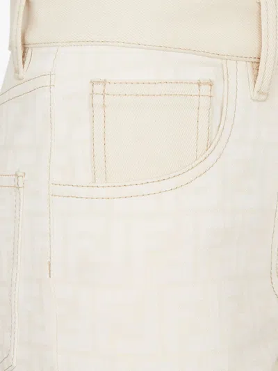 Fendi Multicolor Denim Jeans In White