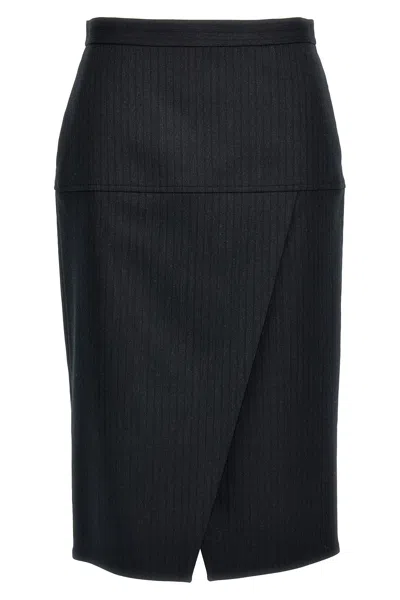 Fendi Zip-embellished Velvet Maxi Skirt In Gray