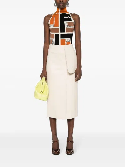 Fendi Colour-block High-neck Minidress In Multicolor