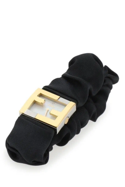 Shop Fendi Women Stainless Steel And Black Nylon Mania Baguette Watch