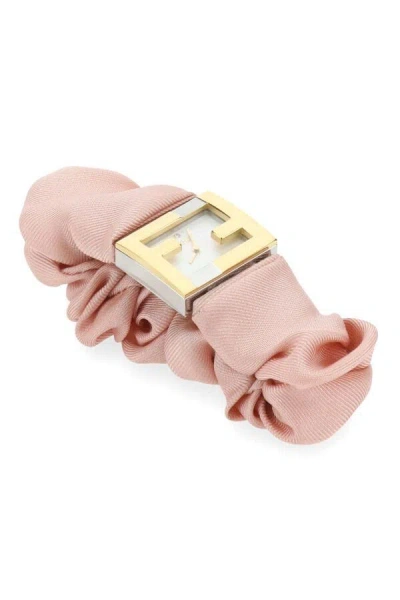 Fendi Stainless Steel And Pink Nylon Mania Baguette Watch In Pink