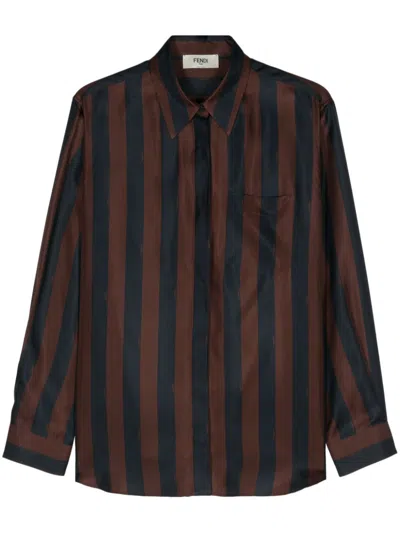 FENDI FENDI WOMEN STRIPED SILK SHIRT 