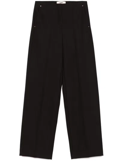 Shop Fendi Women Wide Leg Wool Trousers In Multicolor