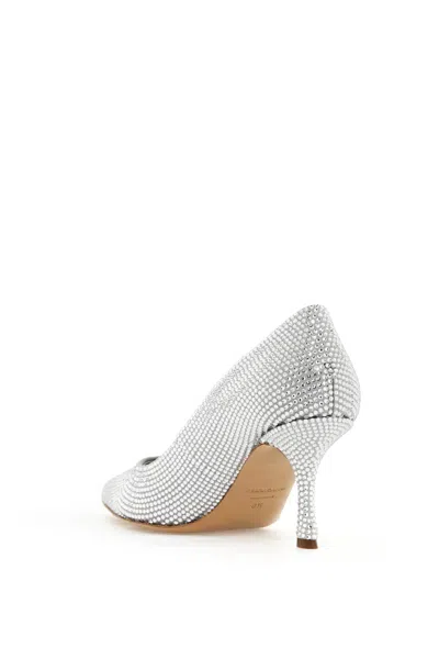 Ferragamo Crystal Embellished Pump In Silver