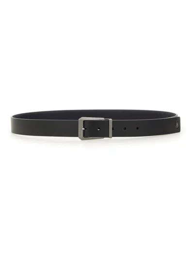 Ferragamo Classic Leather Belt For Men In Black