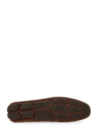 Ferragamo Parigi Suede Loafers In Brown