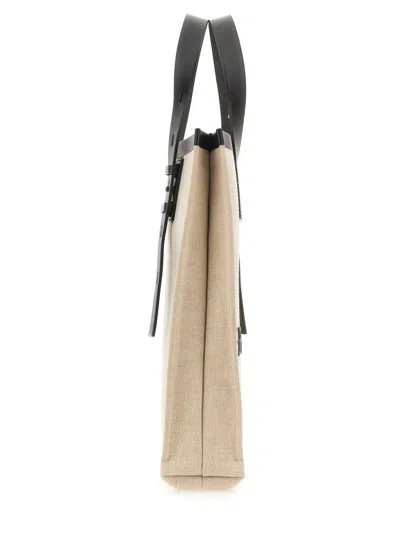 Ferragamo Canvas Tote Bag With Logo In Cream