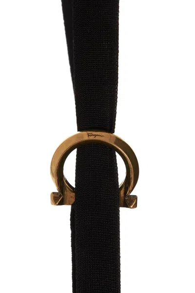 Ferragamo Knit Midi Dress With Gancini Buckle In Black