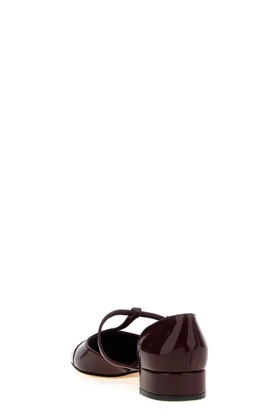 Ferragamo 'lainette' Bordeaux Ballet Shoes With T-strap And Round Toe In Multicolor