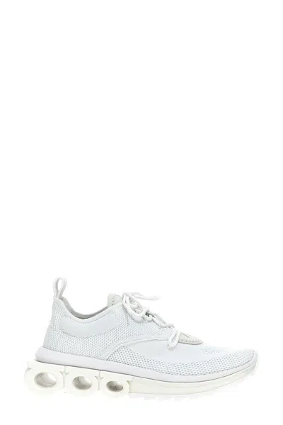 Ferragamo Nima Leather-trimmed Mesh Sneakers In White