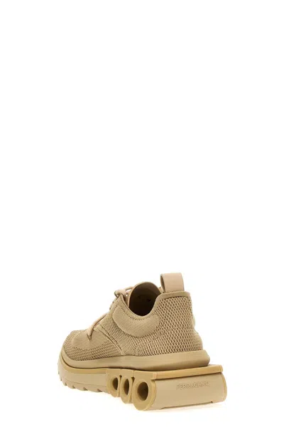 Ferragamo Gancini-plaque Low-top Sneakers In Cream