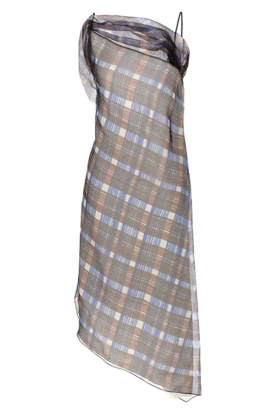 Ferragamo Multicolor Asymmetrical Dress In Multicolor