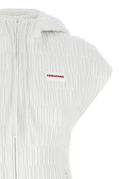 Ferragamo Hooded Vest Sleeveless Elastic Waistband In White