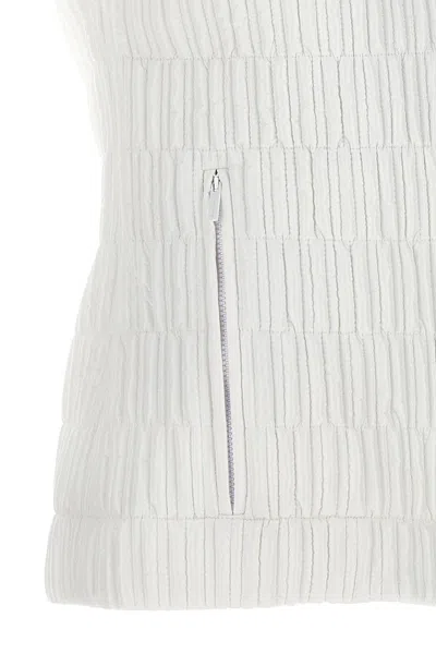 Ferragamo Hooded Vest Sleeveless Elastic Waistband In White