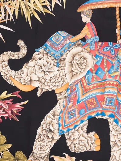 Ferragamo Graphic Elephant Print Silk Scarf In Multicolor