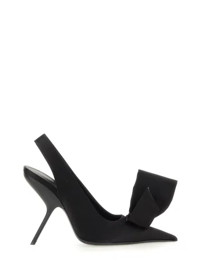 Ferragamo Asymmetrical Bow Sandal In Black