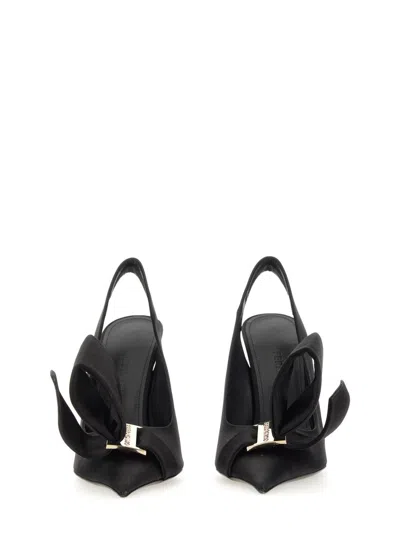 Ferragamo Asymmetrical Bow Sandal In Black