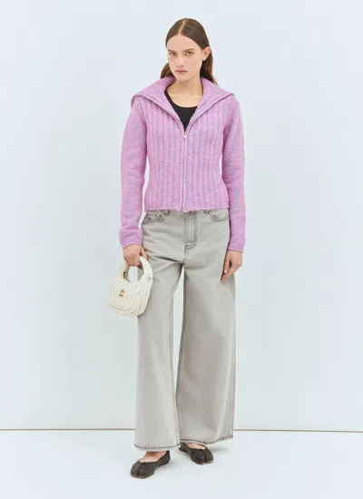 Ganni Future Grey Wide Leg Jeans In Gray