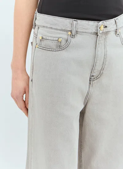 Ganni Future Grey Wide Leg Jeans In Gray