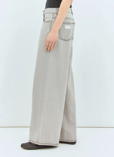 Ganni Future Grey Wide Leg Jeans In Gray