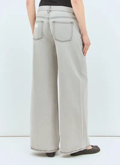 Ganni Future Grey Wide Leg Jeans In Gray