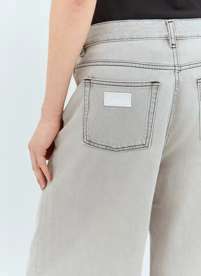 Ganni Future Grey Wide Leg Jeans In Gray