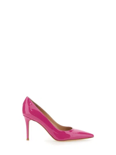Gianvito Rossi Glossy Leather Pointed Toe Stiletto Heel Pumps In Pink