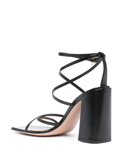 Gianvito Rossi Black Leather Heeled Sandals In Multicolor