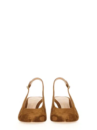 Gianvito Rossi Suede Stiletto Heel Pumps With Ribbon Buckle In Brown