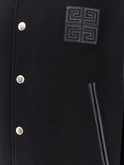 Givenchy Black Jacket With 4g Motif On Front In Wool And Tech Fabric Blend Man In Black