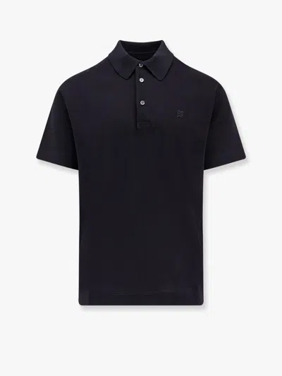 Givenchy Men Black Polo Shirt With Logo Embroidery On The Front In Cotton Man In Black